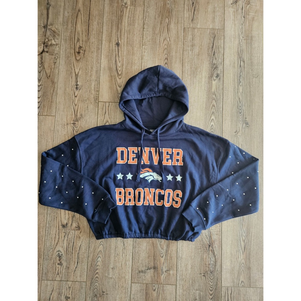 Denver Broncos Gameday Couture Women's Hooded Crop Top Size M